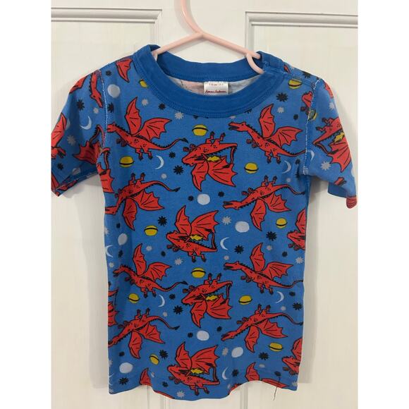 Hanna Andersson Short John Set Blue with Red Dragons Size 5 - Picture 2 of 6